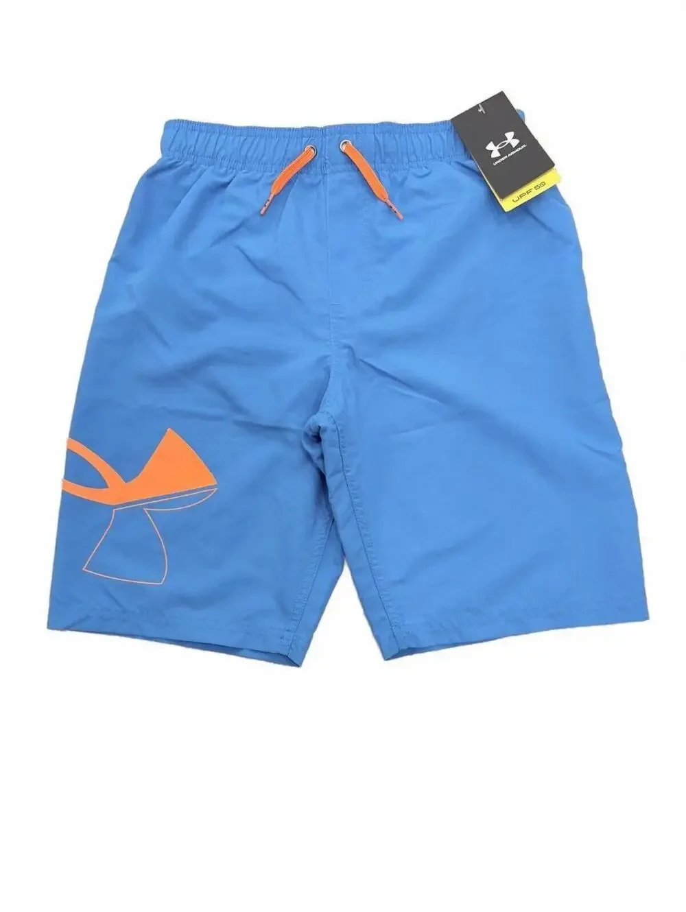 NEW Under Armour‎ Boys Swim Trunks Blue Orange Mesh Lined Board Shorts Large